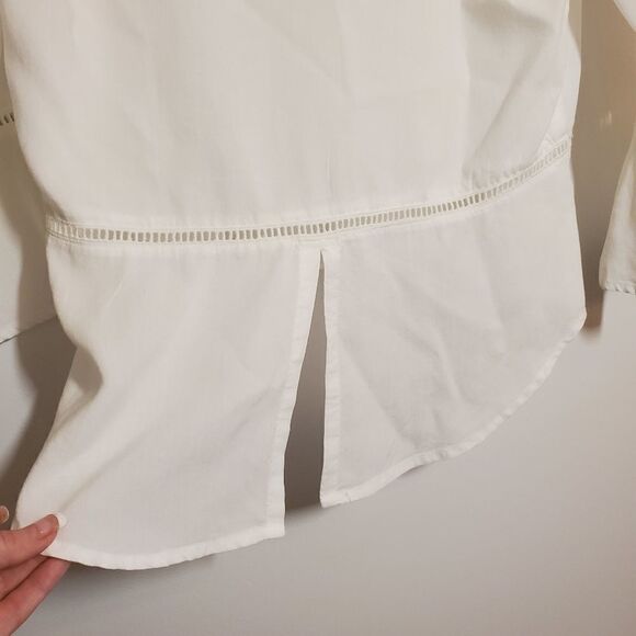 Anthropologie Cloth & Stone White Bell Sleeve Peplum Split Hem Top XS - Picture 10 of 13